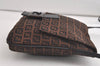 Authentic FENDI Zucchino Mamma Baguette Shoulder Bag Canvas Leather Brown 5273K