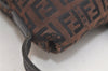 Authentic FENDI Zucchino Mamma Baguette Shoulder Bag Canvas Leather Brown 5273K