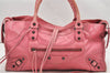 Auth BALENCIAGA Classic The Part Time 2Way Hand Bag Leather 168028 Pink 5274K