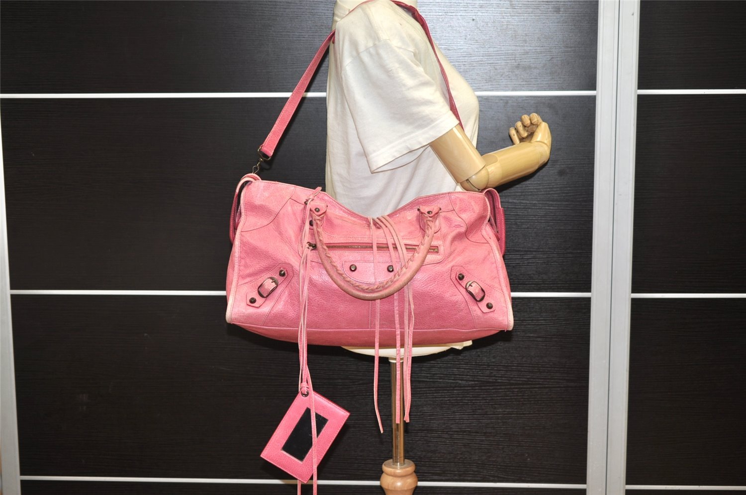 Auth BALENCIAGA Classic The Part Time 2Way Hand Bag Leather 168028 Pink 5274K