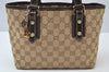 Authentic GUCCI Vintage Hand Tote Bag Purse GG Canvas Leather 139261 Beige 5275I