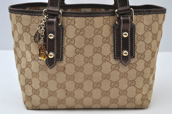 Authentic GUCCI Vintage Hand Tote Bag Purse GG Canvas Leather 139261 Beige 5275I