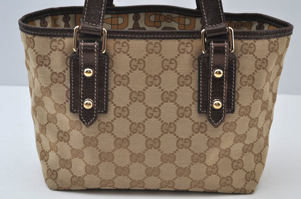 Authentic GUCCI Vintage Hand Tote Bag Purse GG Canvas Leather 139261 Beige 5275I