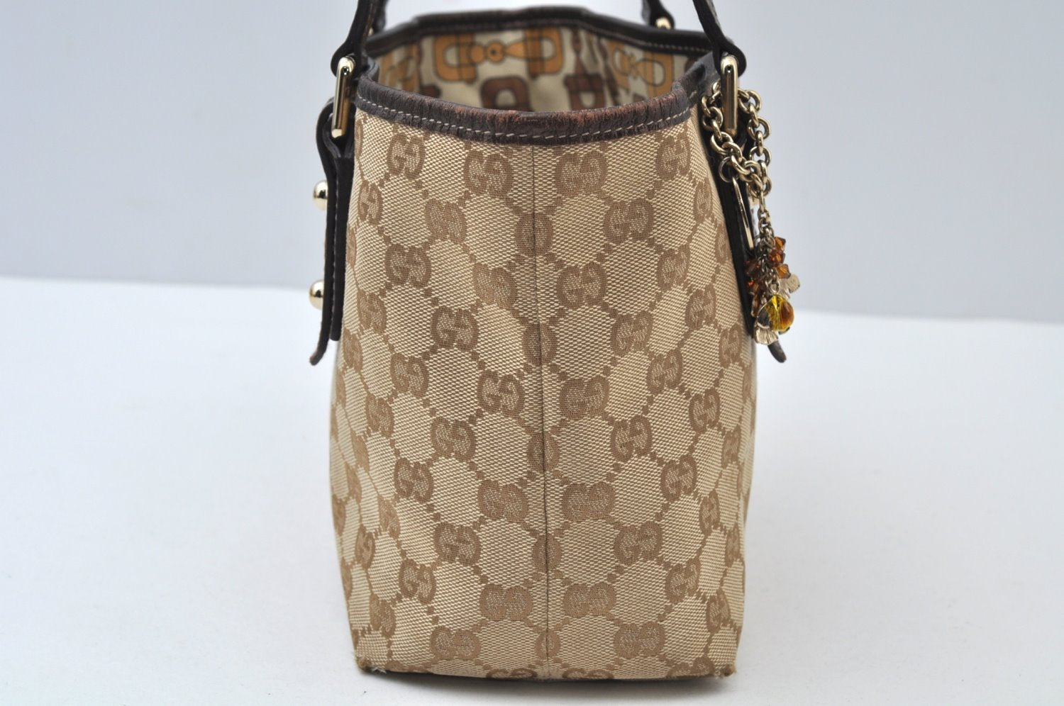 Authentic GUCCI Vintage Hand Tote Bag Purse GG Canvas Leather 139261 Beige 5275I