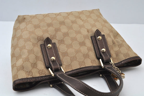 Authentic GUCCI Vintage Hand Tote Bag Purse GG Canvas Leather 139261 Beige 5275I