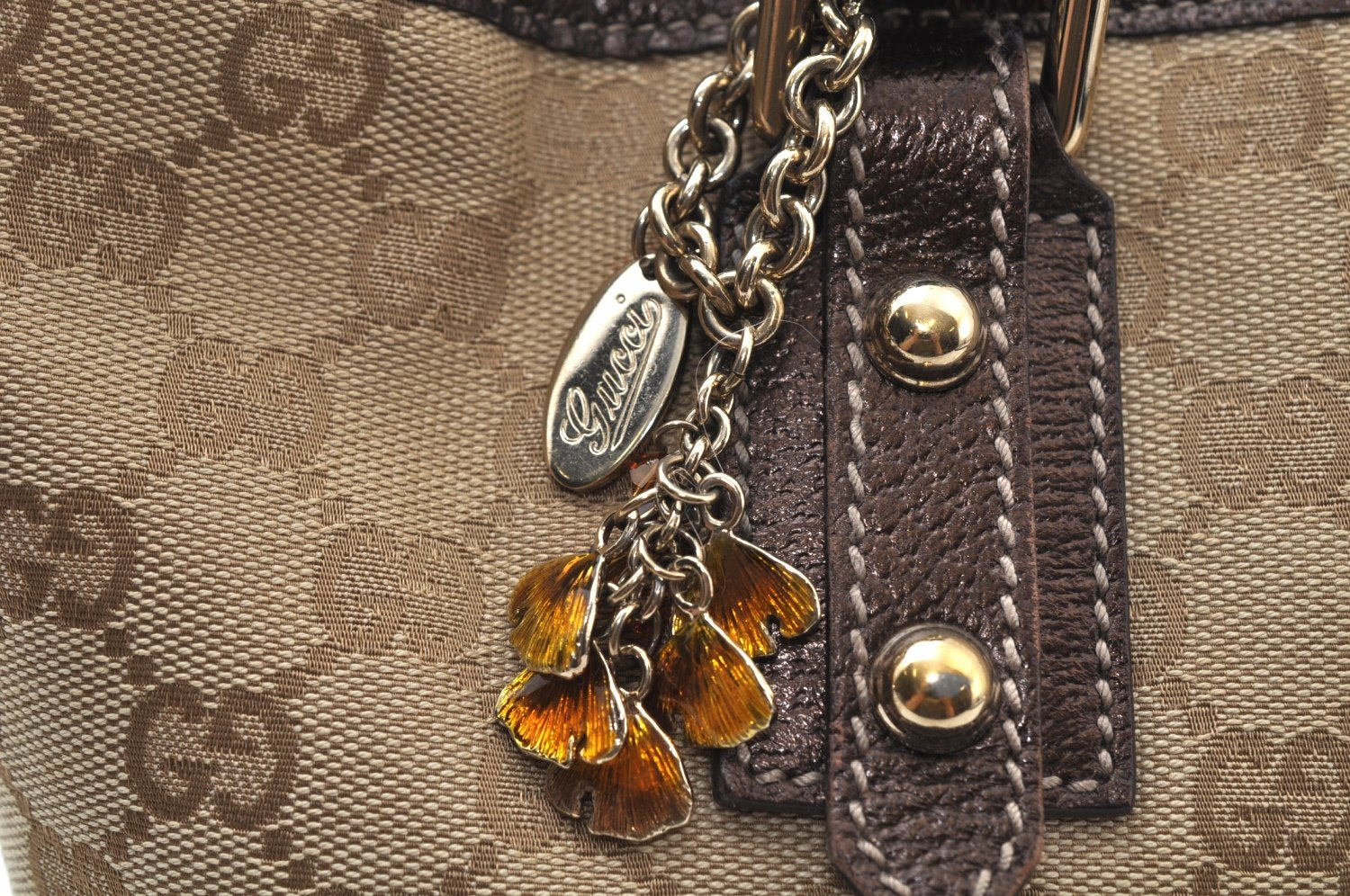 Authentic GUCCI Vintage Hand Tote Bag Purse GG Canvas Leather 139261 Beige 5275I