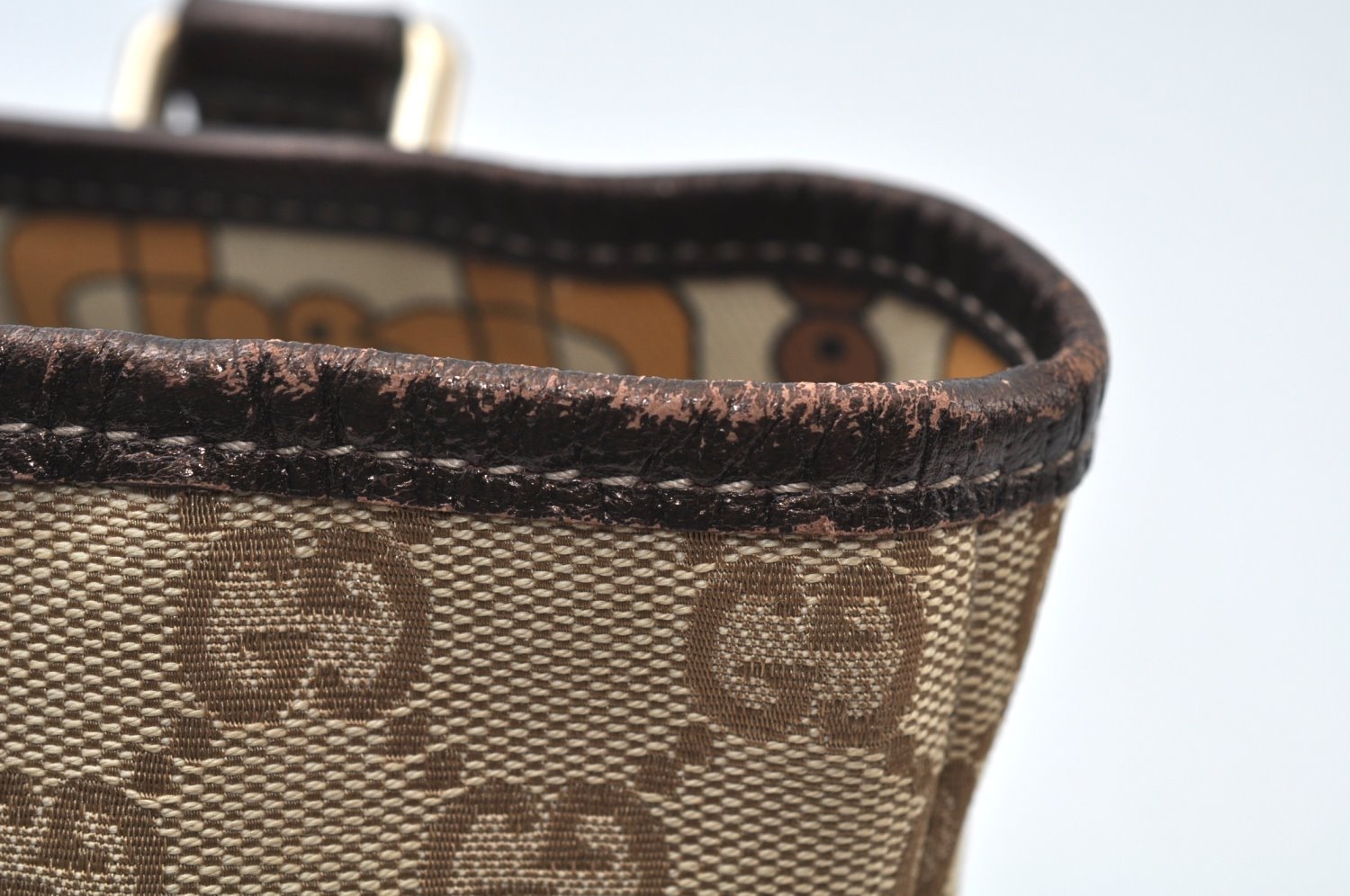 Authentic GUCCI Vintage Hand Tote Bag Purse GG Canvas Leather 139261 Beige 5275I