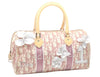 Authentic Christian Dior Trotter No.1 Hand Bag Purse PVC Enamel Pink 5275K