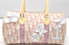 Authentic Christian Dior Trotter No.1 Hand Bag Purse PVC Enamel Pink 5275K