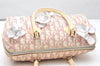 Authentic Christian Dior Trotter No.1 Hand Bag Purse PVC Enamel Pink 5275K