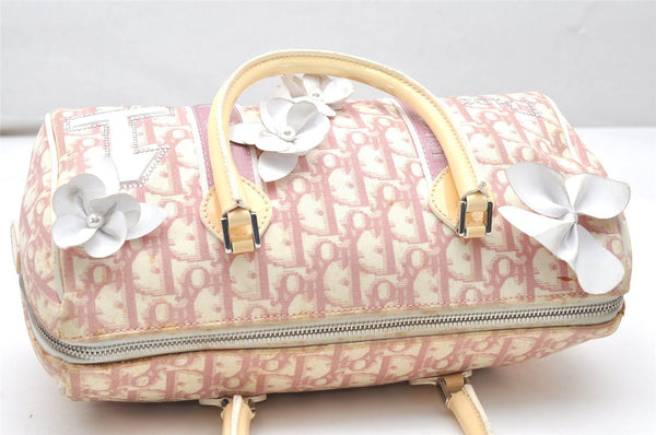 Authentic Christian Dior Trotter No.1 Hand Bag Purse PVC Enamel Pink 5275K