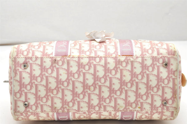 Authentic Christian Dior Trotter No.1 Hand Bag Purse PVC Enamel Pink 5275K