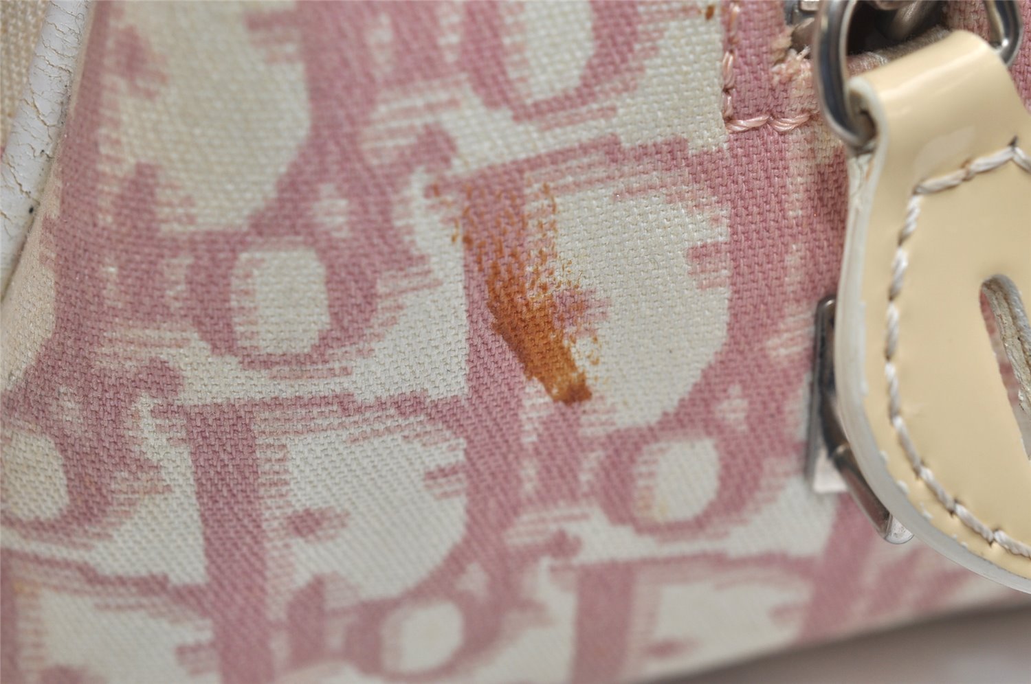 Authentic Christian Dior Trotter No.1 Hand Bag Purse PVC Enamel Pink 5275K