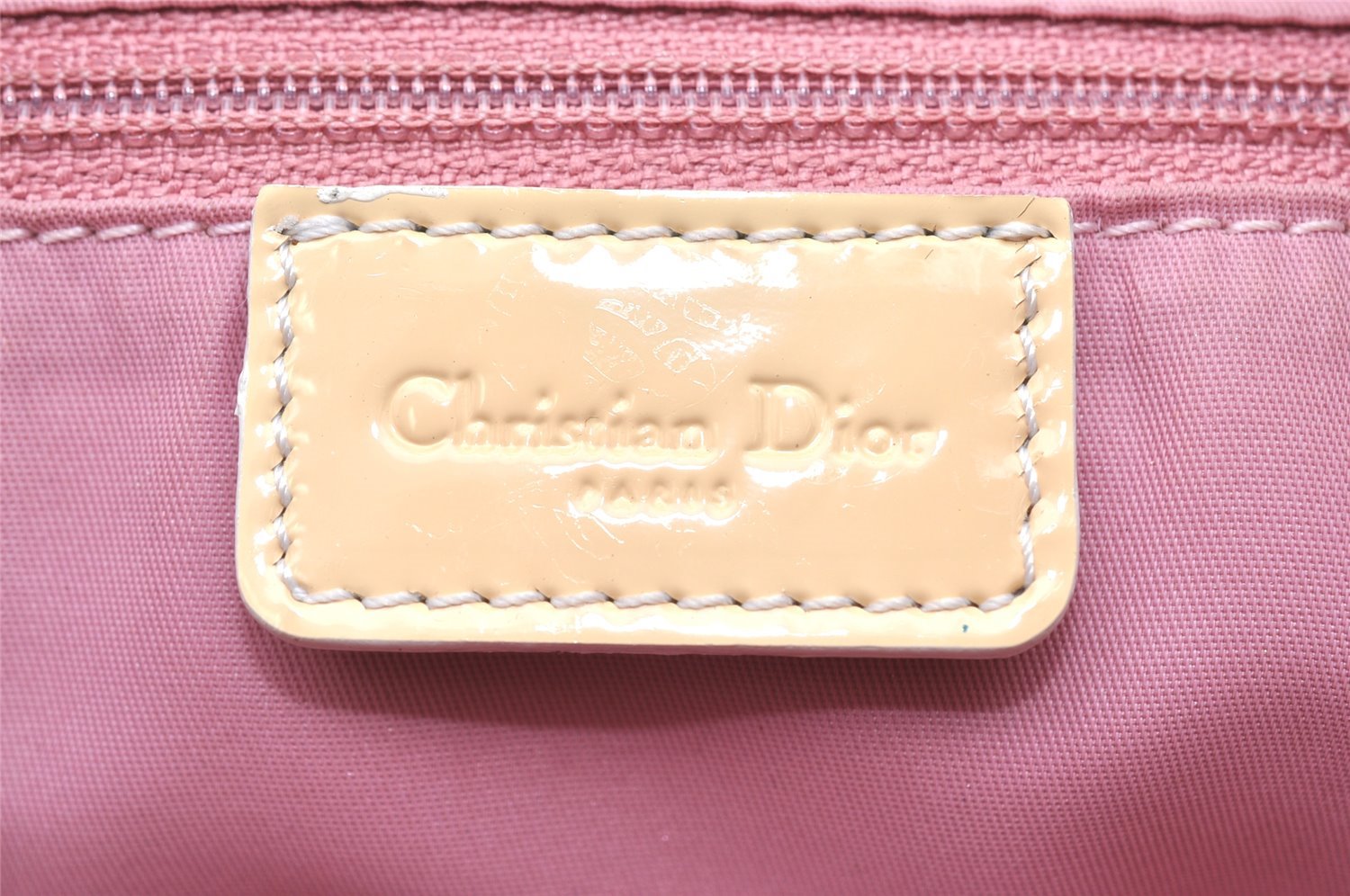 Authentic Christian Dior Trotter No.1 Hand Bag Purse PVC Enamel Pink 5275K
