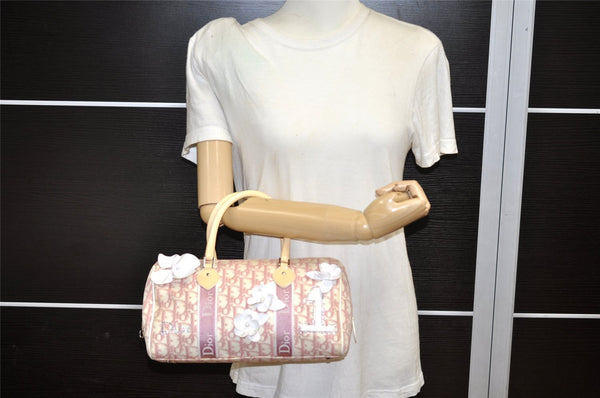 Authentic Christian Dior Trotter No.1 Hand Bag Purse PVC Enamel Pink 5275K