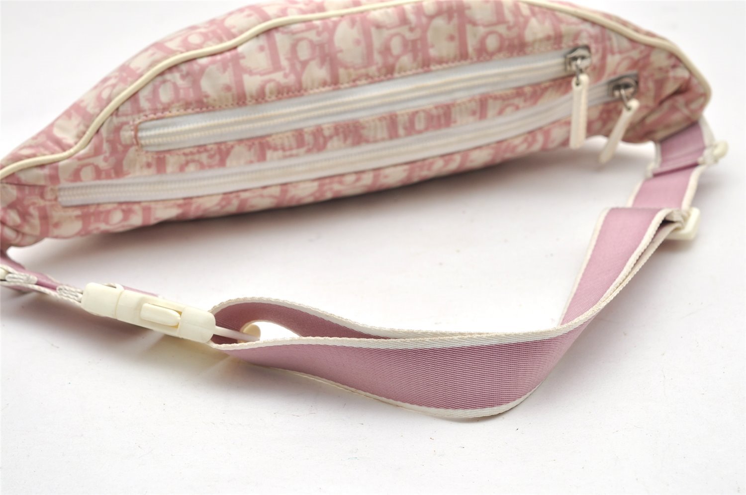 Authentic Christian Dior Trotter No.1 Waist Body Bag Nylon Enamel Pink 5277K