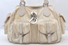 Authentic Christian Dior Trotter Lovely Hand Bag Purse Nylon Leather Beige 5278K
