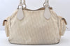 Authentic Christian Dior Trotter Lovely Hand Bag Purse Nylon Leather Beige 5278K