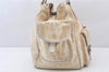Authentic Christian Dior Trotter Lovely Hand Bag Purse Nylon Leather Beige 5278K
