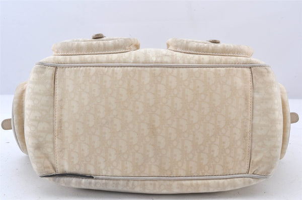 Authentic Christian Dior Trotter Lovely Hand Bag Purse Nylon Leather Beige 5278K