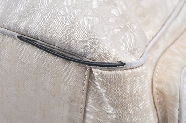 Authentic Christian Dior Trotter Lovely Hand Bag Purse Nylon Leather Beige 5278K