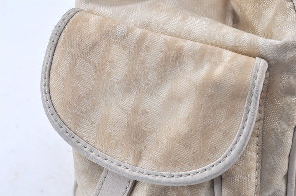 Authentic Christian Dior Trotter Lovely Hand Bag Purse Nylon Leather Beige 5278K