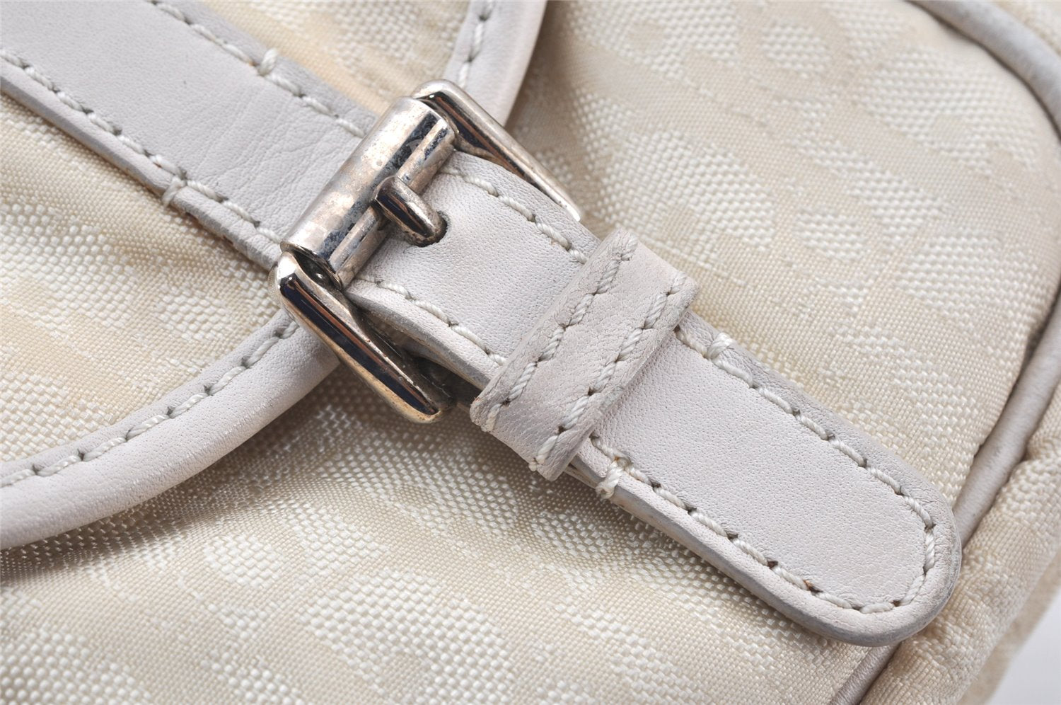Authentic Christian Dior Trotter Lovely Hand Bag Purse Nylon Leather Beige 5278K