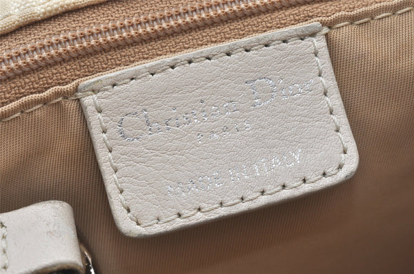 Authentic Christian Dior Trotter Lovely Hand Bag Purse Nylon Leather Beige 5278K