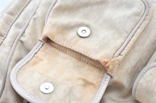 Authentic Christian Dior Trotter Lovely Hand Bag Purse Nylon Leather Beige 5278K