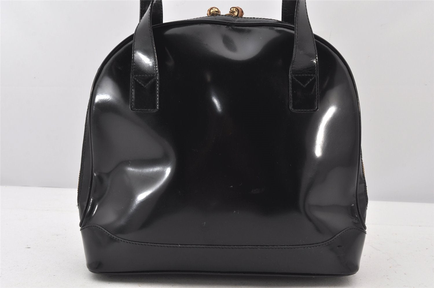 Authentic GUCCI Vintage Bamboo Shoulder Hand Bag Leather Black Junk 5279K