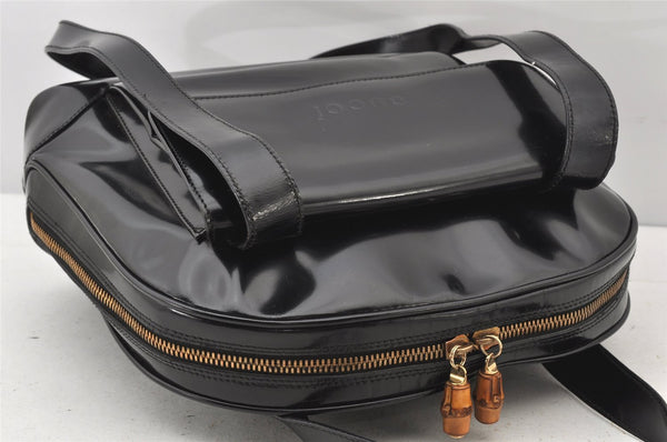 Authentic GUCCI Vintage Bamboo Shoulder Hand Bag Leather Black Junk 5279K