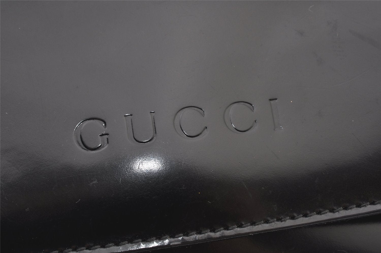 Authentic GUCCI Vintage Bamboo Shoulder Hand Bag Leather Black Junk 5279K