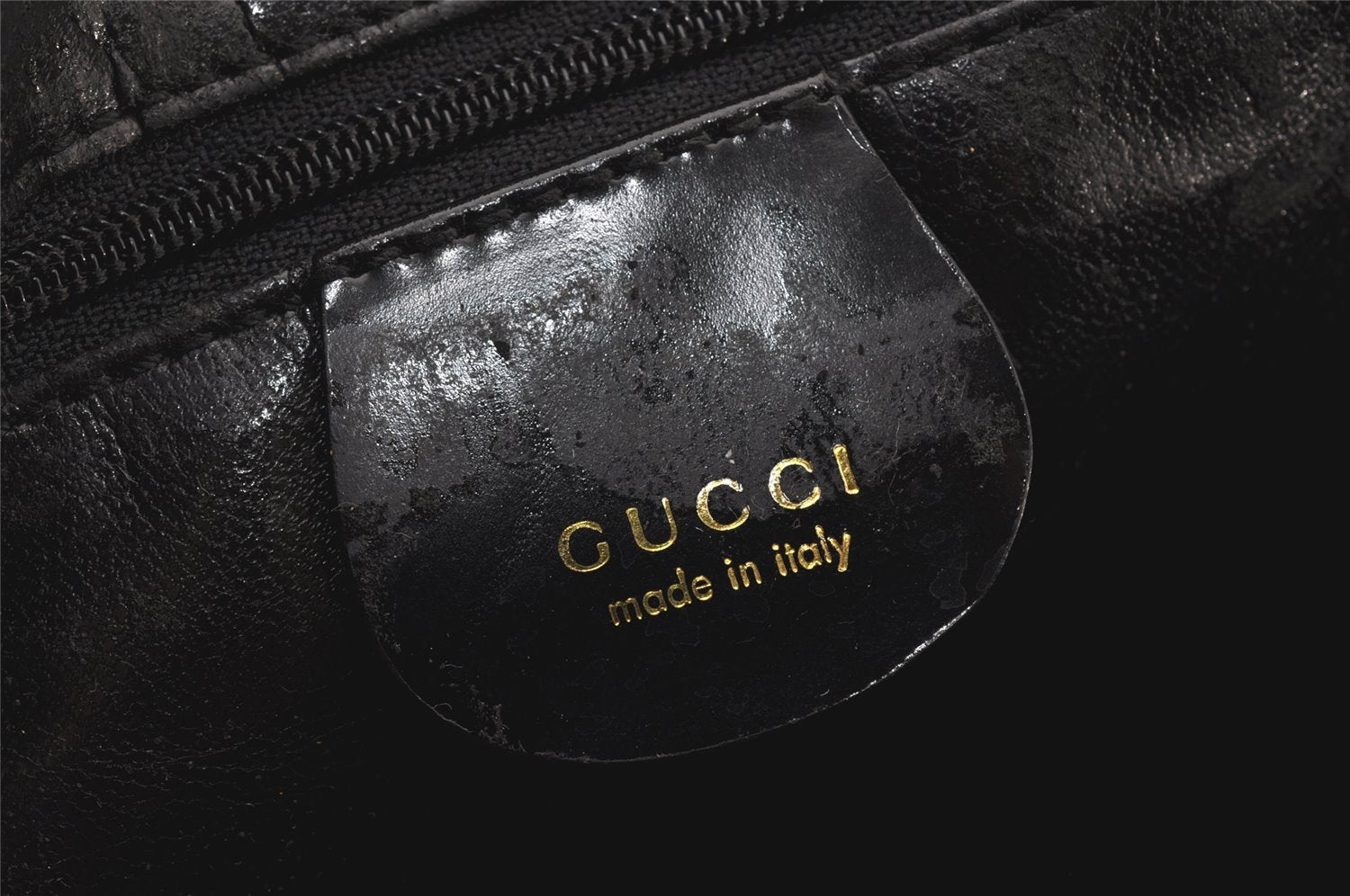 Authentic GUCCI Vintage Bamboo Shoulder Hand Bag Leather Black Junk 5279K