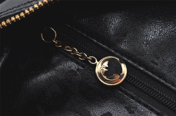 Authentic GUCCI Vintage Bamboo Shoulder Hand Bag Leather Black Junk 5279K