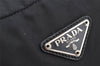 Authentic PRADA Vintage Nylon Tessuto Leather Clutch Hand Bag Purse Black 5280I