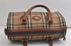 Authentic Burberrys Nova Check Canvas Leather Hand Boston Bag Beige Brown 5280K