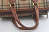 Authentic Burberrys Nova Check Canvas Leather Hand Boston Bag Beige Brown 5280K