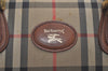 Authentic Burberrys Nova Check Canvas Leather Hand Boston Bag Beige Brown 5280K
