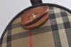 Authentic Burberrys Nova Check Canvas Leather Hand Boston Bag Beige Brown 5280K