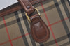 Authentic Burberrys Nova Check Canvas Leather Hand Boston Bag Beige Brown 5280K