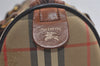 Authentic Burberrys Nova Check Canvas Leather Hand Boston Bag Beige Brown 5280K