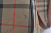 Authentic Burberrys Nova Check Canvas Leather Hand Boston Bag Beige Brown 5280K