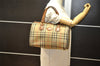 Authentic Burberrys Nova Check Canvas Leather Hand Boston Bag Beige Brown 5280K