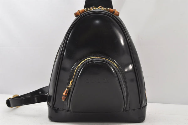 Authentic GUCCI Bamboo Shoulder Cross Bag Purse Leather Black Junk 5281K