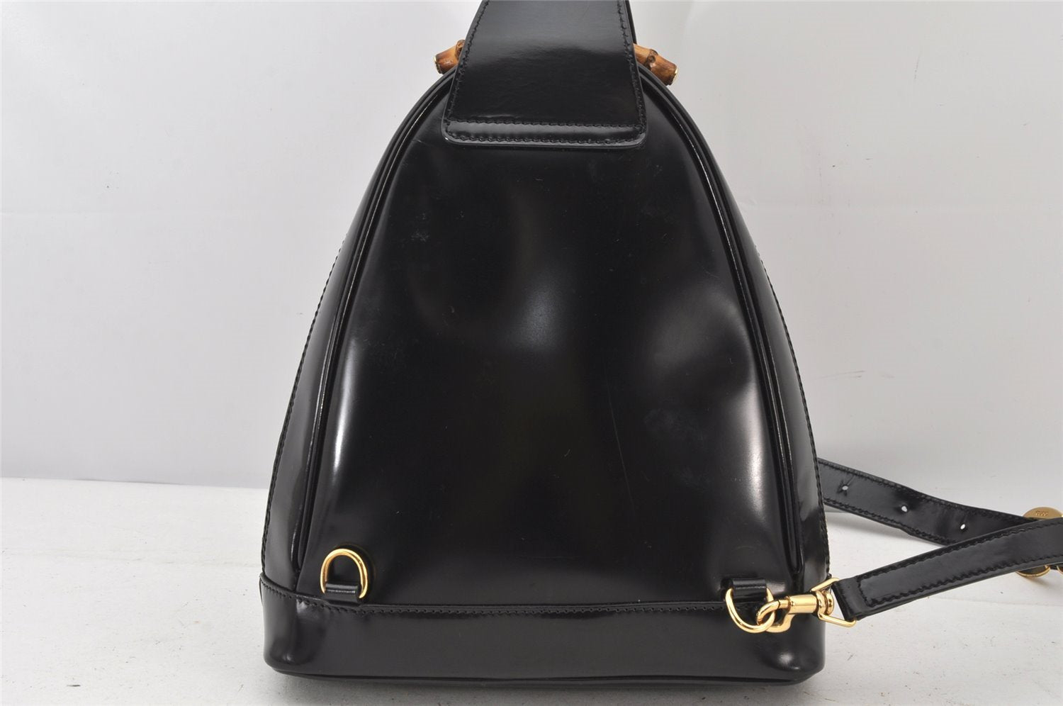 Authentic GUCCI Bamboo Shoulder Cross Bag Purse Leather Black Junk 5281K