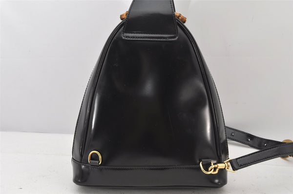 Authentic GUCCI Bamboo Shoulder Cross Bag Purse Leather Black Junk 5281K