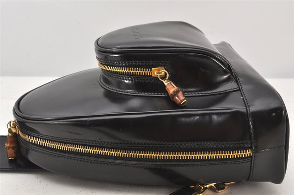 Authentic GUCCI Bamboo Shoulder Cross Bag Purse Leather Black Junk 5281K