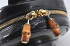 Authentic GUCCI Bamboo Shoulder Cross Bag Purse Leather Black Junk 5281K