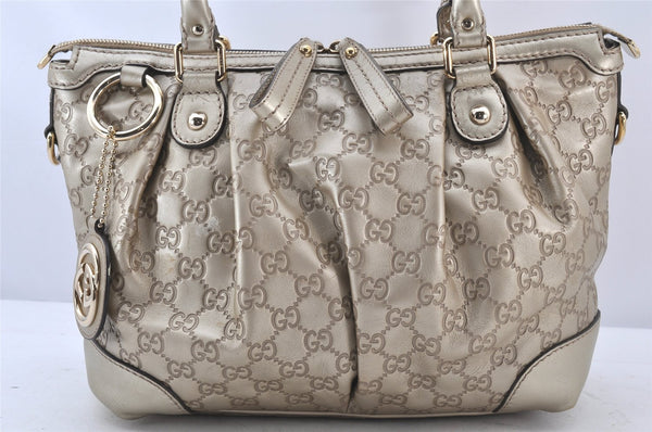 Authentic GUCCI Guccissima Sukey 2Way Tote Bag GG Leather 247902 Gold 5282K