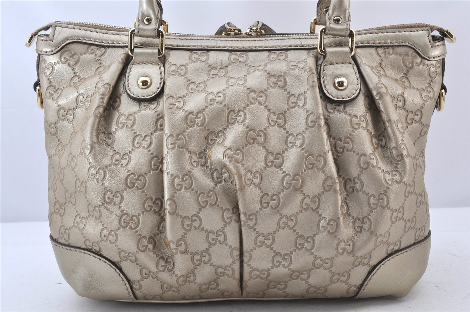 Authentic GUCCI Guccissima Sukey 2Way Tote Bag GG Leather 247902 Gold 5282K